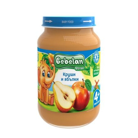 BEBELAN Плодово пюре круши и ябълки 4+, 190г