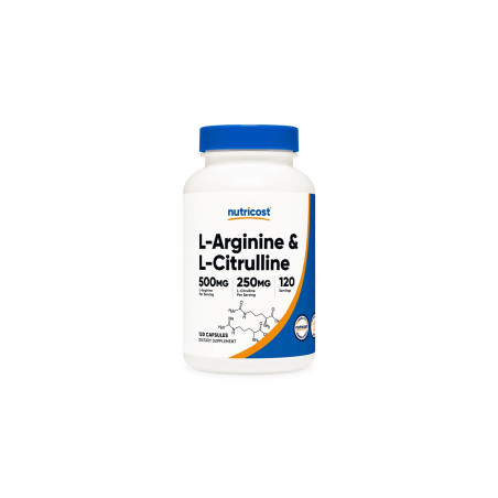 Тонус и енергия - Л-Аргинин + Л-Цитрулин  (L-Arginine + L-Citrulline), 550 mg + 250 mg/120 капсули Nutricost