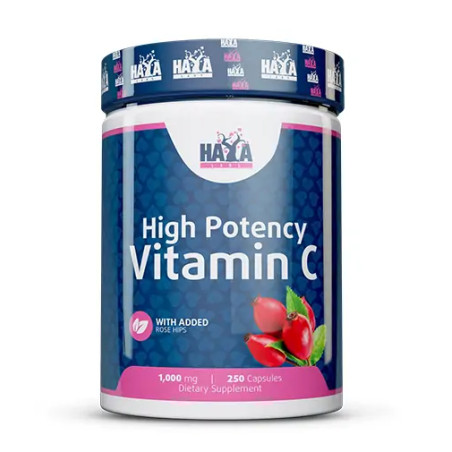 HAYA LABS High Potency Vitamin C 1,000mg with Rose Hips 250 Caps.