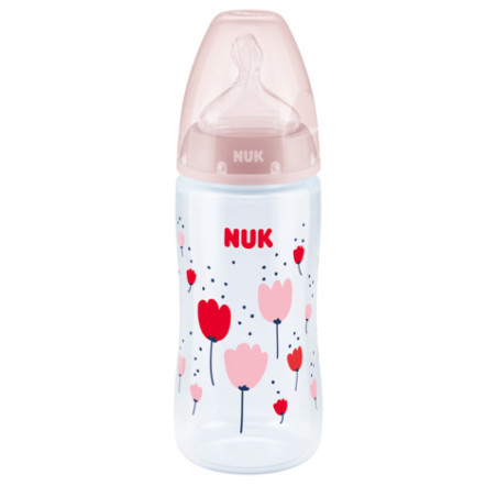 Бебешко шише Nuk First Choice Temperature control, 300 мл, силикон, розово