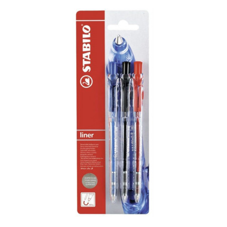 Комплект химикалки, Stabilo, Liner F, 3 броя