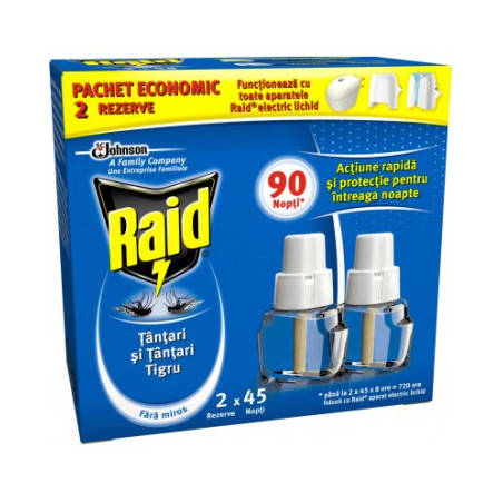 RAID Ел. пълнител двоен срещу летящи, инсектицид, 2 бр.