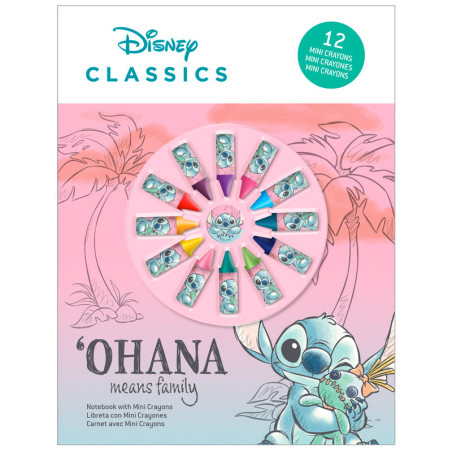 Комплект за рисуване Kids Licensing Stitch, тетрадка с 12бр. мини пастели