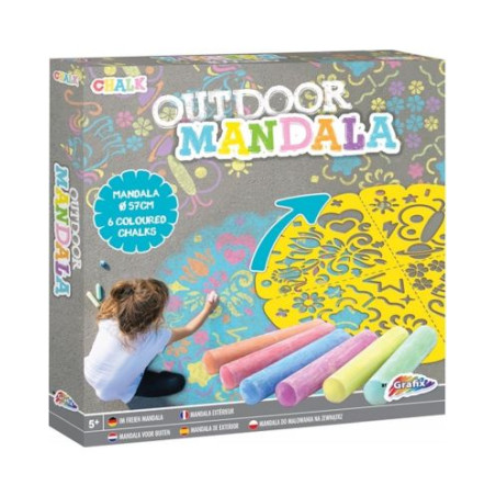 Творчески комплект Grafix Chalk - външна мандала, 57 cm, с 6 тебешира