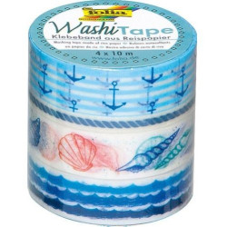 Декоративно тиксо Folia - Washi Tape, Морски свят, 4 бр.