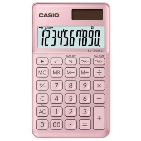 Калкулатор Casio SL-1000SC джобен, 10 dgt, розов металик
