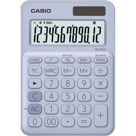 Калкулатор Casio MS-20UC настолен, 12 dgt, светлосин