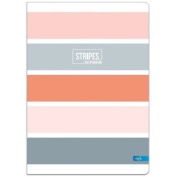 Тетрадка Lastva Stripes - А4, 96 листа, широки редове, с 2 полета, асортимент