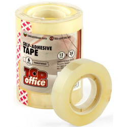 Тиксо Top Office - Прозрачно, 12 mm x 33 m, 6 броя