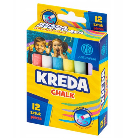 Комплект тебешири за черна дъска, Astra, 6 цвята, 12 броя