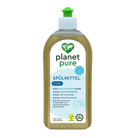 Препарат за съдове без аромат, Planet Pure, 500 мл