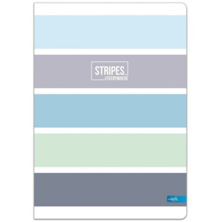 Тетрадка Lastva Stripes - А5, 96 листа, широки редове, с 2 полета, асортимент