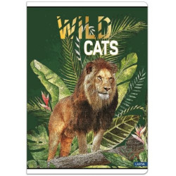 Тетрадка Lastva Wild Cats - А5, 52 листа, широки редове, с ляво поле, асортимент