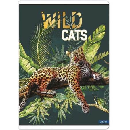 Тетрадка Lastva Wild Cats - А4, 52 листа, широки редове, с ляво поле, асортимент