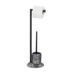 Wenko WC комплект (четка с поставка и поставка за тоалетна хартия), Terrazzo, черен