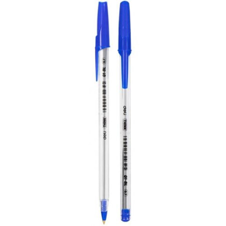 Химикалка Deli Think - EQ1-BL, 0.7 mm, синя