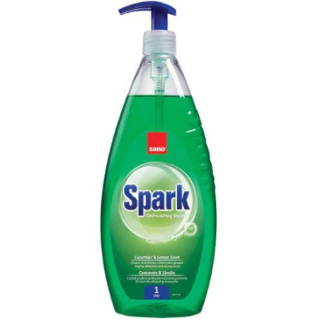 Препарат за съдове с помпа Sano - Spark Cucumber, 1 L