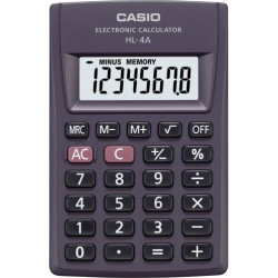 Калкулатор Casio - HL-4A, джобен, 8 разряден, черен