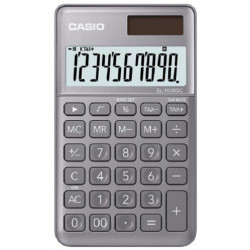 Калкулатор Casio SL-1000SC - Джобен, 10 dgt, сив металик