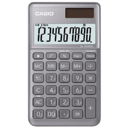 Калкулатор Casio SL-1000SC - Джобен, 10 dgt, сив металик