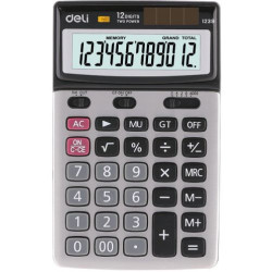 Калкулатор Deli - E1239, 12 dgt, метален панел