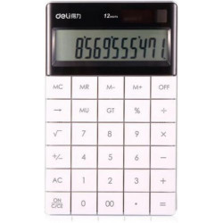 Калкулатор Deli Touch - E1589, 12 dgt, бял