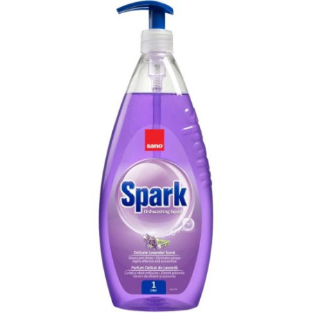 Препарат за съдове с помпа Sano - Spark Lavender, 1 L