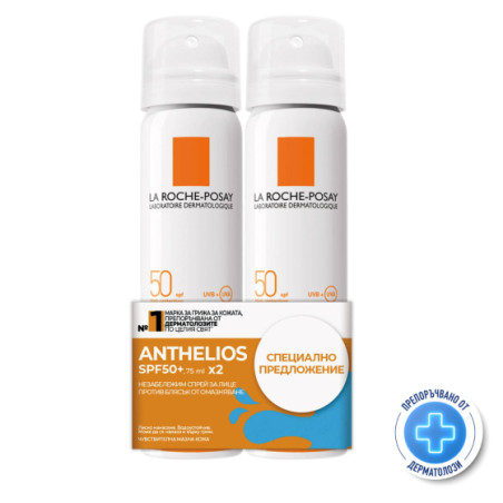 La Roche-Posay Anthelios Спрей-мист за лице SPF50 2х75мл