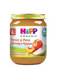 HiPP Био пюре праскови и круши 4+ месеца х125 г