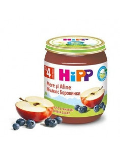 HiPP Био пюре ябълки с боровинки 4+ месеца х 125 г