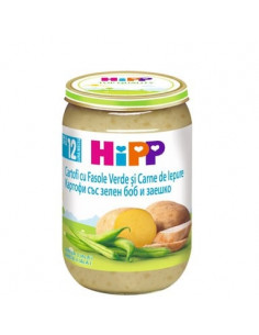 HiPP Био пюре картофи със зелен боб и заешко 12+ месеца х220 г