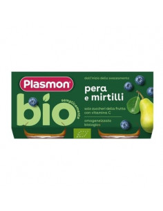 Plasmon Био плодово пюре круши с боровинки 6+ месеца 2x80 г