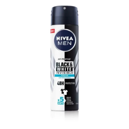 Nivea men дезодорант спрей мъжки invisible on blacк&white fresh 150мл