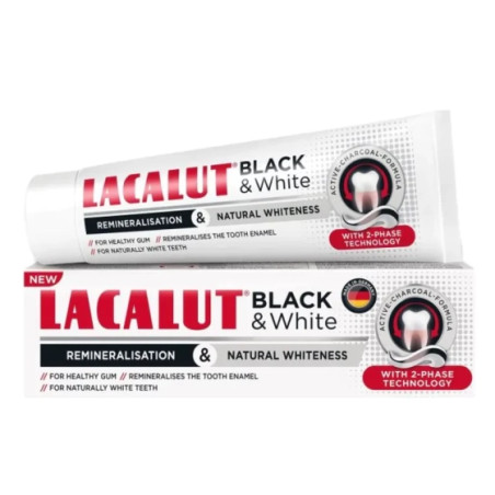 Реминерализираща паста за зъби Black and White 75мл Lacalut