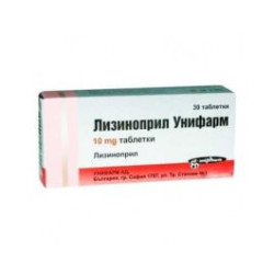 Лизиноприл 10 мг х 30 таблетки Unipharma