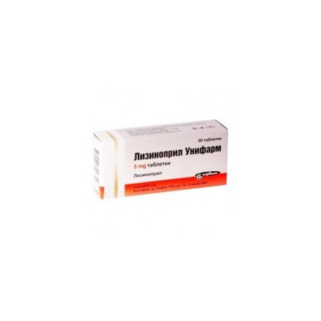 Лизиноприл 5 мг х 30 таблетки Unipharma